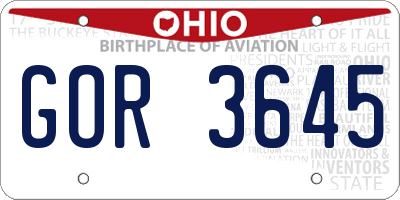 OH license plate GOR3645