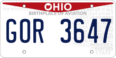 OH license plate GOR3647