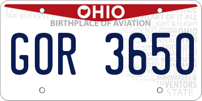 OH license plate GOR3650
