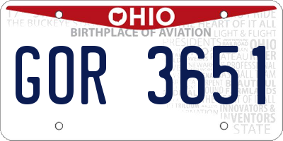 OH license plate GOR3651