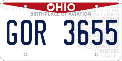 OH license plate GOR3655