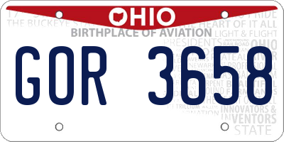 OH license plate GOR3658