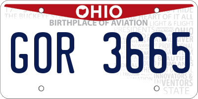 OH license plate GOR3665