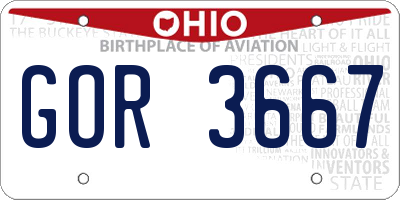 OH license plate GOR3667