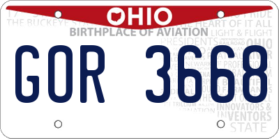 OH license plate GOR3668