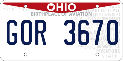 OH license plate GOR3670