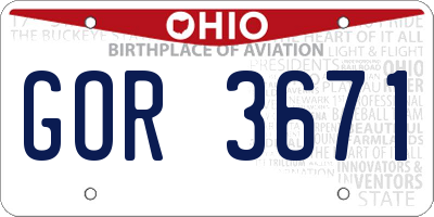 OH license plate GOR3671