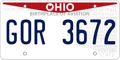 OH license plate GOR3672