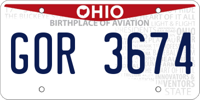 OH license plate GOR3674