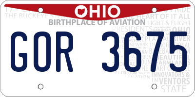 OH license plate GOR3675