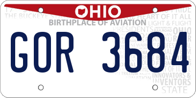 OH license plate GOR3684