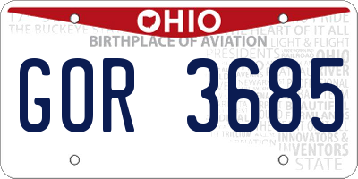 OH license plate GOR3685