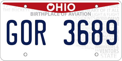 OH license plate GOR3689