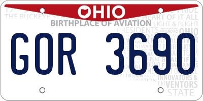 OH license plate GOR3690
