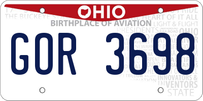 OH license plate GOR3698