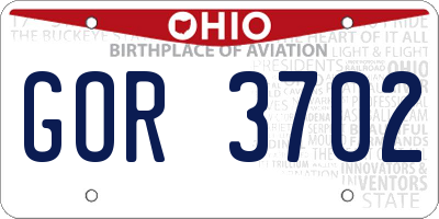 OH license plate GOR3702