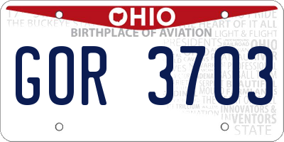 OH license plate GOR3703