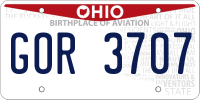 OH license plate GOR3707