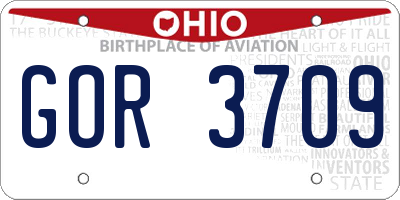OH license plate GOR3709