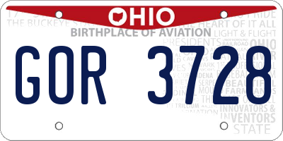 OH license plate GOR3728