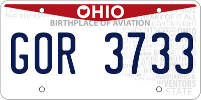 OH license plate GOR3733