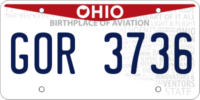 OH license plate GOR3736