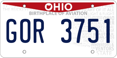 OH license plate GOR3751