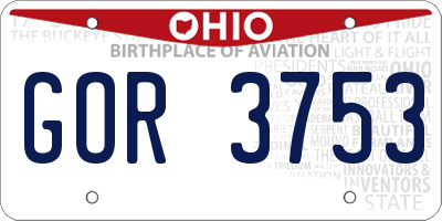 OH license plate GOR3753