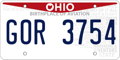 OH license plate GOR3754
