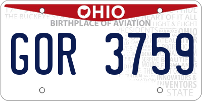 OH license plate GOR3759