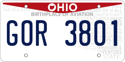 OH license plate GOR3801