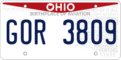 OH license plate GOR3809