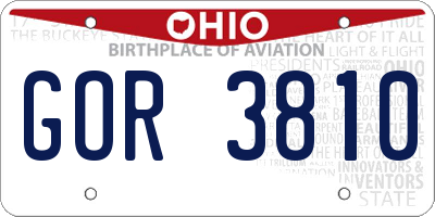 OH license plate GOR3810