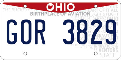 OH license plate GOR3829