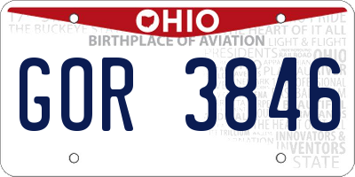 OH license plate GOR3846