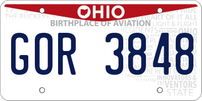 OH license plate GOR3848