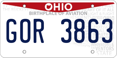 OH license plate GOR3863