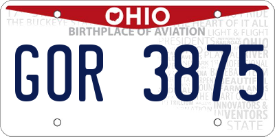 OH license plate GOR3875