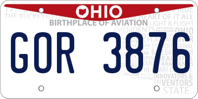 OH license plate GOR3876