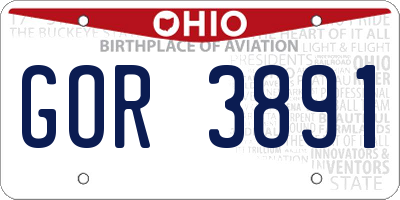 OH license plate GOR3891