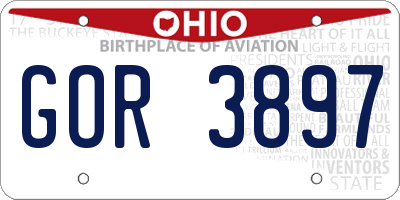 OH license plate GOR3897