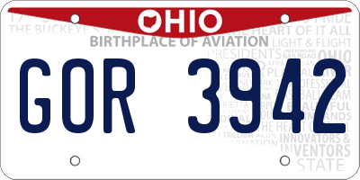 OH license plate GOR3942