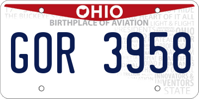 OH license plate GOR3958