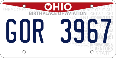 OH license plate GOR3967