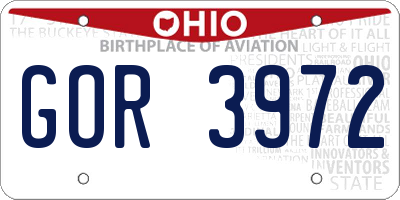 OH license plate GOR3972