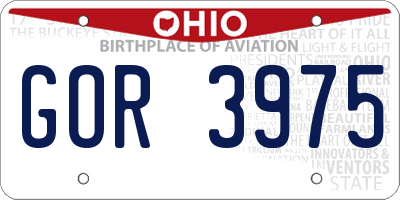 OH license plate GOR3975