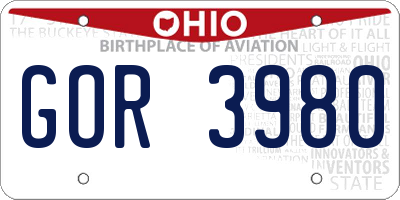 OH license plate GOR3980