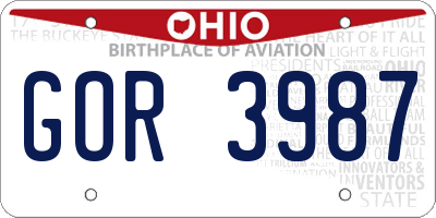 OH license plate GOR3987