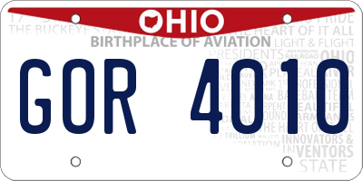 OH license plate GOR4010