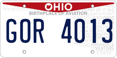 OH license plate GOR4013